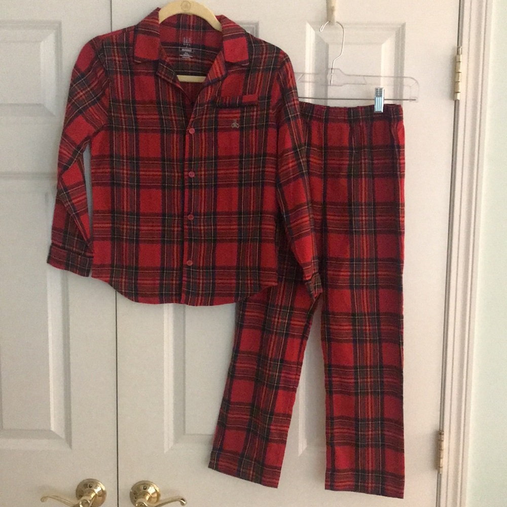 Gap Kids Red Tartan Plaid Pajama Set Top & Pants Christmas 8
